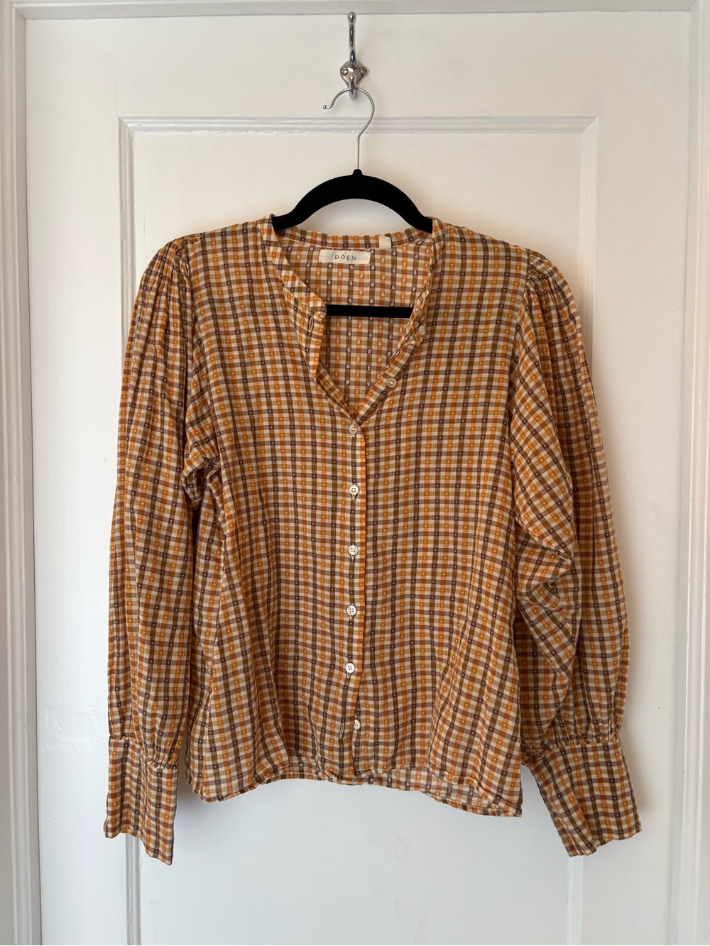 Doen Plaid Button-Front Blous
